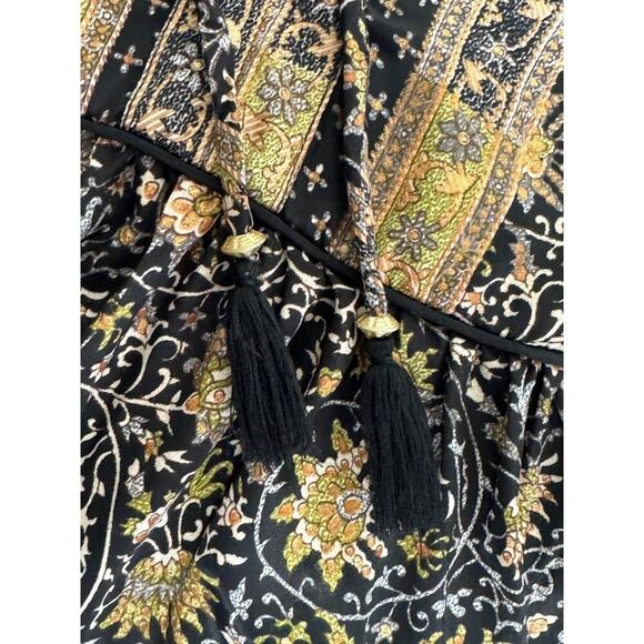 Paani Bohemian Floral Tunic Dress Black and Gold Floral Size Small - Picture 9 of 9